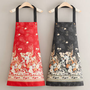 Chinese Style Button down Apron Waterproof Oil Resistant Kitchen Workwear for Women Restaurant Staff Cooking Apron