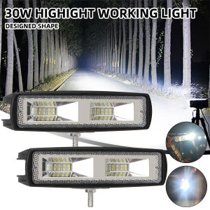 1/2pcs 30W 12SMD Car Work Light 12V 24V LED light Bar For Jeep Truck Boat Tractor ATV Offroad 6000K White LED Headlight