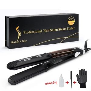 2 IN 1 Hair Iron Professional Steam Hair Straightener Hair Curler เซรามิค Curling สไตล์เครื่องมือ