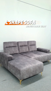 Modern L Shape Sofa Murah Push Back Sofa Besar Kusyen Cushion Kerusi Ikea Sofa Living Room Furniture Perabot Ruang Tamu