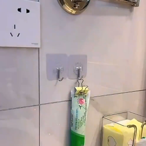 Cantolan Dinding Tempel Kuat Gantungan Motif Bunga Kamar Mandi Hook Transparan Multifunngsi CF C124