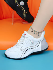 Leather Sport Shoes Womens Fashion Soft Bottom Dad Shoes Spring Popular Color Block Casual White Shoes Womens Footwear