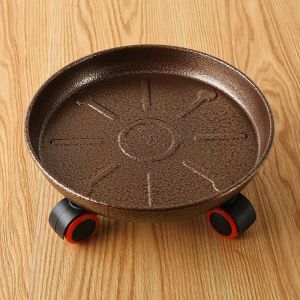 Thicken Metal Iron Removable Trays Flower Pot Trays Universal Wheel Base Round Wheeled Flower Stand Chassis Flower Pot Tray Rollers