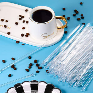 50pcs Clear Coffee Stirrer Rod Cocktail Paddle Drink Bar Stirrers Ball Head Plastic Swizzle Stick 18cm