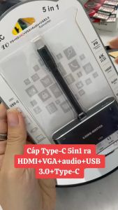 Cáp TYPE C 5 IN 1 HDMI + VGA + AUDIO + USB 3.0 + TYPE C Tốt