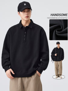 Black Polo Shirt for Men Long Sleeve