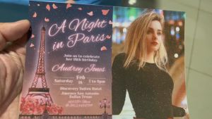Night in Paris Invitation Card - Girl Debut 18th Birthday Invitation - Pink - 5R