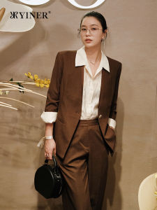 Fashionable Commuting Slim Fit Summer New Single-button V-neck Acetate Satin Splice Blazer