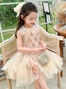 Baby Girl Princess Dress Summer New Western Style Fashionable Sleeveless Dress Little Girl Summer Sequined Fishtail Dress