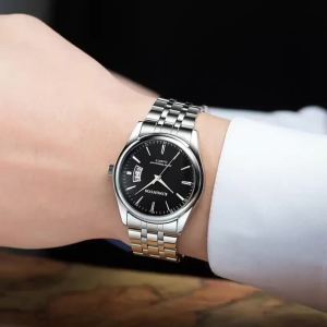 Jinnuoshi Womens Waterproof Steel Band Watch Non-Mechanical Quartz Watch Student Couple Calendar Watch