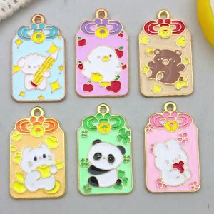 5pcs/6pcs Alloy Enamel Lucky Card Pendant Jewelry Making DIY Keychain Earrings Charms for Jewelry Bracelets Necklace