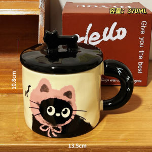 แก้วมugs ลายแมว ดื่มน้ำ แก้วเซรามิก แก้วคู่สำหรับทำงานในออฟฟิศ ของขวัญวันเกิด ของขวัญที่น่ารักและสร้างสรรค์