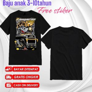 Baju bus anak Basuri telolet viral anak 3-10tahun pangeran free stiker