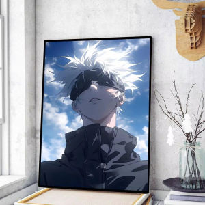 Bandai | Anime J-Jujutsu K-Kaisen Gojo Satoru Sơn Theo Số Lượng Dầu Canvas Trang Trí Treo Tường Phòng Khách Gameroom Trang Trí Nhà Unframed Quà Tặng