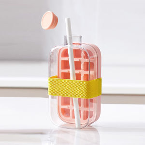 One-click Ice Mold Bottle Cooler Cup with Straw Ice Cube Tray with Lid for Freezer Creative Mould for Summer Kitchen Tools