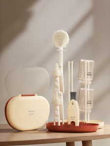 Avent | Philips Avent Portable Silicone Baby Bottle Brush Set Travel Cleaning Brush for Infants And Toddlers Durable PP Material