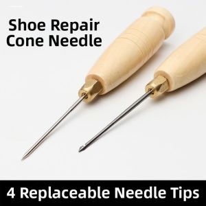 Shoe Repair Tools Kit Copper Straight Hole Awl Steel Sewing Awls Hook Needles