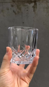 Jsense Diamond-patterned glass cup elegant and luxurious European style (1pcs)