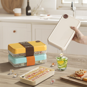 Dear Home Premium 2-Tier Ice Cube Tray with Lid - Elegant Ice Maker for Kitchen & Bar