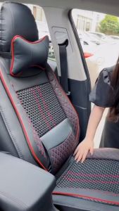 Toyota Car Seat Covers SetFull Coverage Leather Ice silk Seat Protector With fixed lumbar support For Vios Hilux Corolla Raize ALTIS RUSH Camry Yaris Innova RAV4 (5-seater luxury Set)