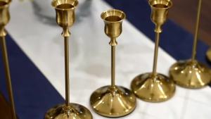 Set of 6 Gold Weighted Metal Taper Candlestick Holders Vintage Christmas Brass Home Decor for Table Mantel Room Decorations Hous