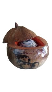 Bình ủ trà trái dừa khắc chữ An / Bình trà 04 - 09 lít / Giữ ấm từ 3 - 6 giờ / Sản phẩm sản xuất thủ công / Xưởng sản xuất tại Bến Tre