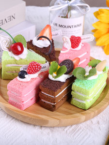 Realistic Triangle Egg Roll Model Fruit Cream Dessert Cake Bakery Decoration Toy Photography Prop Childrens Play Food Simulation Toy