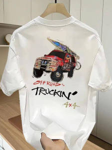 Áo Thun Cotton Nam Dáng Rộng in Họa Tiết Xe Tải Mùa Hè Phong Cách Mỹ Áo Thun Cotton Thoáng Khí Thấm Hút Mồ Hôi Thường Ngày