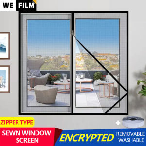 Mosquito Net for Window Zipper Opening Self Adhesive Sewed Window Screen Anti-Mosquito Insect Screen Net Curtain