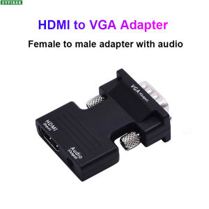 HD 1080P HDMI HDMI หญิงไปไปยังตัวแปลงวีจีเอ VGA ตัวผู้พร้อมอะแดปเตอร์แปลงสัญญาณเสียง3.5มม. สำหรับพีซีทีวีแล็ปท็อปหน้าจอโปรเจคเตอร์