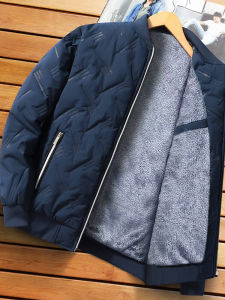 Winter Thick Coat Mens Youth Fleece-lined Cotton Coat Jacket Thick Coat Stand-up Collar Thermal Windproof Casual Cotton-Padded Jacket