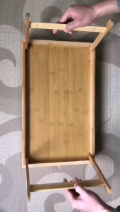 Lazy Bed Table Laptop Desk Breakfast Serving Tray with Folding Legs Foldable Bamboo Wood