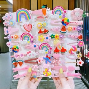 14 Pcs Cute Hair Clip Set Bangs Hairpin Flower Fruit Baby Girl Barrettes Hair Accessories