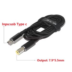 100W PD USB C Sang DC Jack Cắm Cáp Cho Lenovo Asus HP Acer Laptop Nam Type-C Dây Sạc Chuyển Đổi