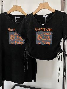 Áo Thun Nữ Tay Ngắn Phong Cách Mỹ Gợi Cảm Mùa Hè Dáng Ôm Vừa Vặn Cổ Tròn in Chữ Họa Tiết Động Vật Quần Áo Cặp Đôi