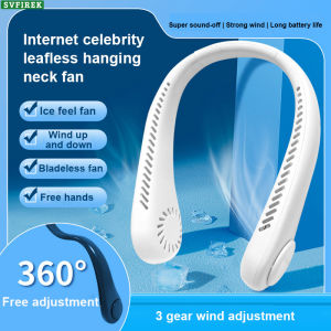 Leafless Neck Fan Portable Hanging Neck Fan 360 Degree Neckline Fans Silent USB Fan  Cooling Fans USB Charging