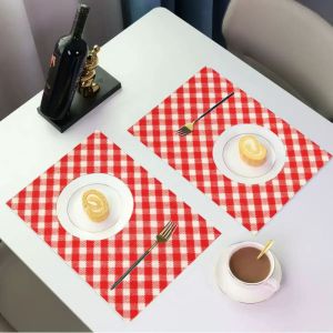 VIKAMA Mỹ Retro Phong Cách Nông Thôn Placemats Bộ 2/4/6 Chống Thấm Nước Chống Trơn Trượt Bộ Đồ Ăn Thảm Nhà Bếp Ăn Trang Trí Nhà Polyester