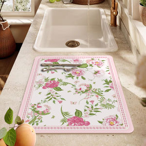 Nordic Sweet Pink Sihea Clay Kitchen Countertop Absorbent Drainage Mat Dining Table Heat Resistant Waterproof Protecting Mat