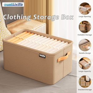 JustLiving Non-Woven Folding Storage Basket Fabric Organizer Storage Basket Drawer-Style Steel Frame Organize Bedroom High-Capacity Clothes Storage Box Office Closet Toys Laundry Basket