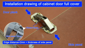 บานพับ 3-4 นิ้ว 90 องศา บานพับ ตู้ ไม่ต้องเจาะ สกรู ติดพื้นผิว 90 องศา