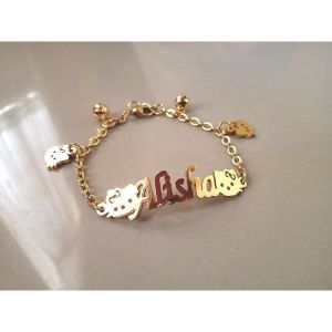 (BISA COD) PROMO! GELANG NAMA GOLD TITANIUM FASHION WANITA INISIAL LAPIS EMAS