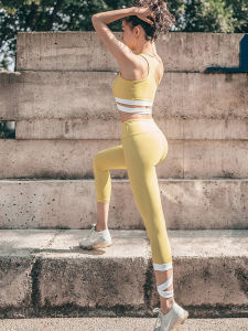 Summer New Arrival High Waist Skinny Yoga Clothes Exercise Workout Outfit Womens Bra Fitness Pants Two-piece Set Training Dance