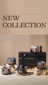 【Local Ready Stock】Crystal Stone Aroma Diffuser with Essential Oils | Natural Crystal Fragrance | Long-Lasting & Elegant