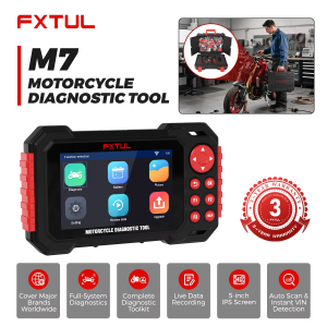 AUTOOL FXTUL M7 Công Cụ Chẩn Đoán Xe Máy – Máy Quét OBD2 Tự Động Màn Hình IPS 5" Chẩn Đoán ABS & Động Cơ Phát Hiện VIN Tức Thì Ghi Dữ Liệu Tương Thích Với 70+ Thương Hiệu (BMW/Ducati/Yamaha/Honda/SYM)
