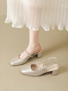 Josiny | French High-heel Shoes Coarse Heel Mary Jane