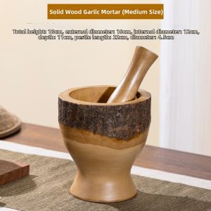 TAIMUJIA | Wooden Garlic Masher Pestle And Mortar