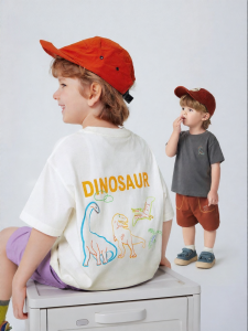 MINI BALA | Cotton Loose Dinosaur Design Short Sleeve T-Shirt