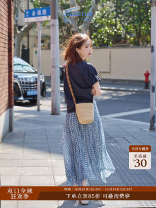 White A-Line Skirt with Elastic Waist Vintage Style Pleated Half-length Skirts for Women Summer Season Loose Fit Regular Length