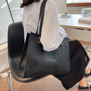 Retro Large Capacity Tote Bag Womens Handbag Soft PU Leather Zipper Closure Casual Style Single Shoulder Bag Trendy Essential
