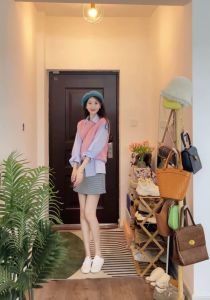 Spring Autumn 2025 New Womens Fashion Set Vest Shirt Tea System Two Piece Set Age Reduction Meat Covering Casual Style Polyester